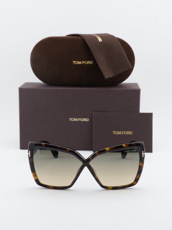 Tom Ford Fiore FT1195 52B Cat Eye Sunglasses – Dark Havana/Smoke Gradient main image 7